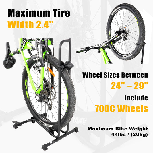 CyclingDeal Bike Stand - High quality adjustable vertical and horizontal bike rack - Safe and reliable storage for MTB and road bikes.