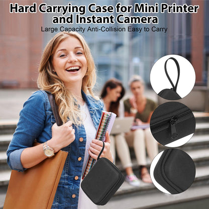 Mini printer with bag, mini label printer bag Portable mini photo printer 10 rolls of printer paper Bluetooth photo printer thermal printer for learning aids learning notes journal memo (White with Bag)