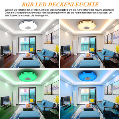 MILFECH 36W LED Ceiling Light Dimmable with Bluetooth Speaker, Remote Control and APP Control, LED Ceiling Lamp with RGB Color Changing, Music for Bedroom Kids Room Living Room