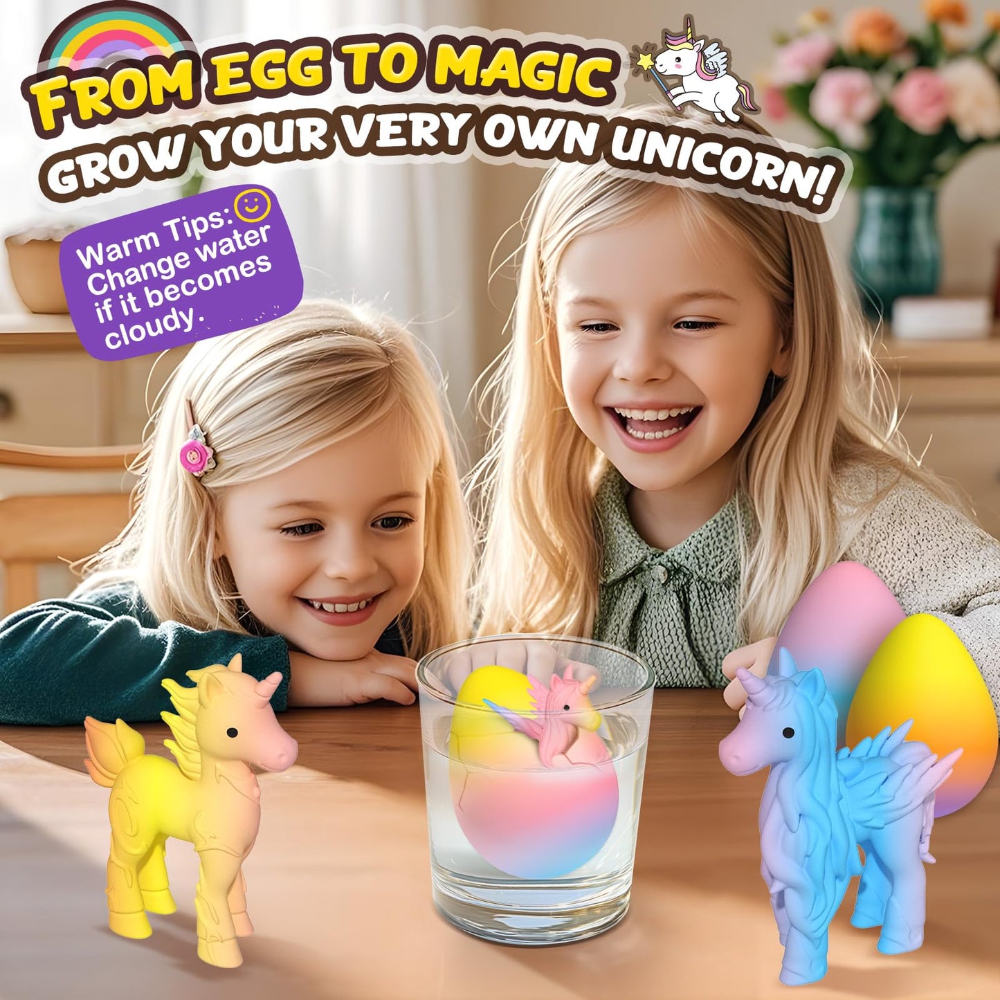Unicorn Hatches Rainbow Eggs for Kids - 6-Pack Unicorn Gifts for Girls & Boys, Birthday and Easter Gifts for Kids 3 and Up - Girl Gifts for 3 4 5 6 7 8 Years
