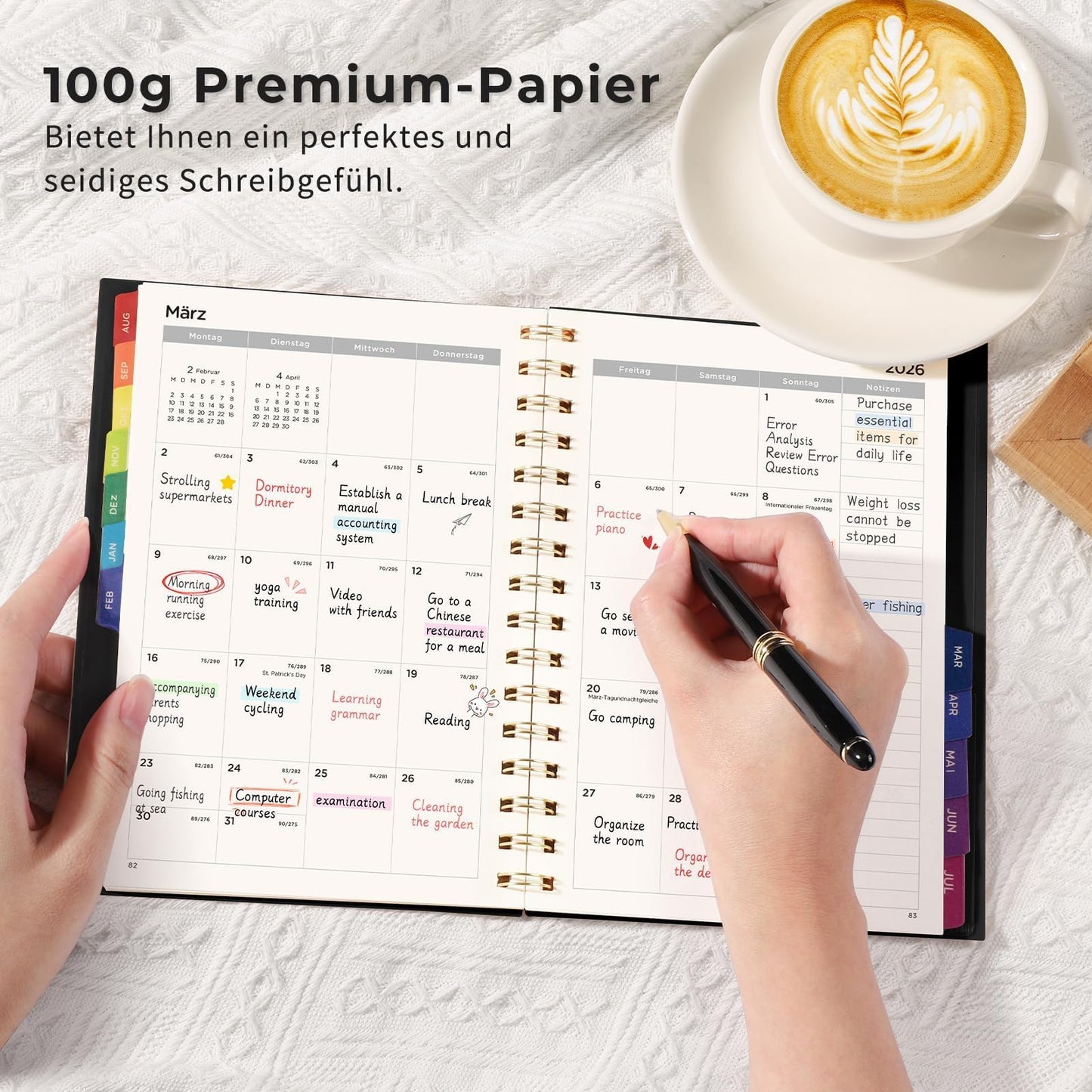 EMSHOI Calendar 2025 2026, Appointment Calendar 2025, Weekly Planner A5 with 30-minute intervals, School Planner Notebook for August 2025 to July 2026 - Black