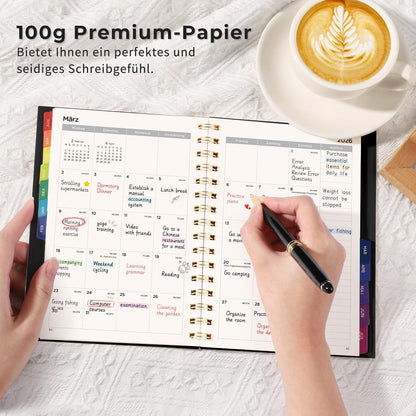 EMSHOI Calendar 2025 2026, Appointment Calendar 2025, Weekly Planner A5 with 30-minute intervals, School Planner Notebook for August 2025 to July 2026 - Black