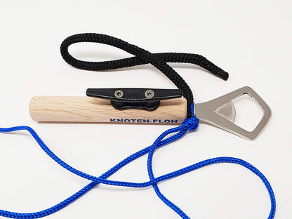 Knot-Flea Knot Exercise Set - Knot learning for SBF Lake & Boat License, Fire Department & Sailor Knots - Knot board with instructions & knot table, Ideal for children & adults (black/blue)