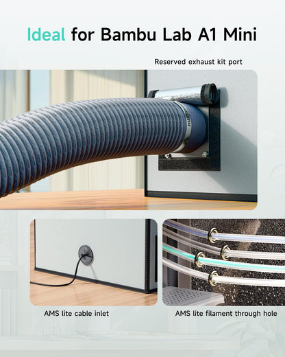 3D printer enclosure for Bambu Lab a1 Mini, 3D printer cover with LED light, constant temperature 3D printer enclosure 460x460x550 mm.
