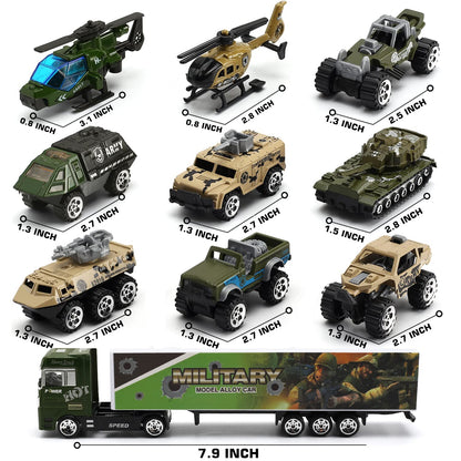 SWUNXION 26 in 1 Military Cars + Transport Vehicle Set, Military Vehicles Soldiers Die-cast Models, Toy Cars Storage in Truck, Army Vehicles Toys for Kids Girls Boys.
