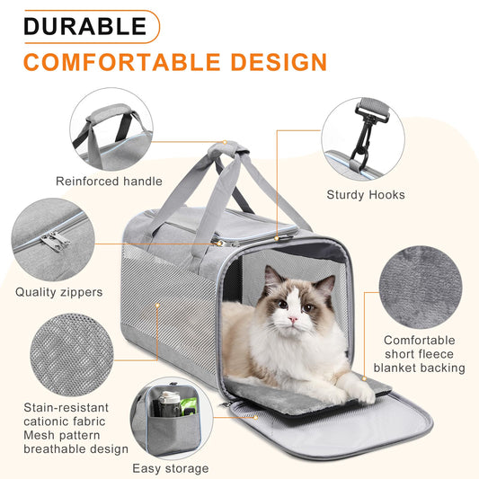 Cinnani dog bag, dog transport bag shoulder bag, ideal for traveling, sturdy, durable, made of high-quality materials, Gray