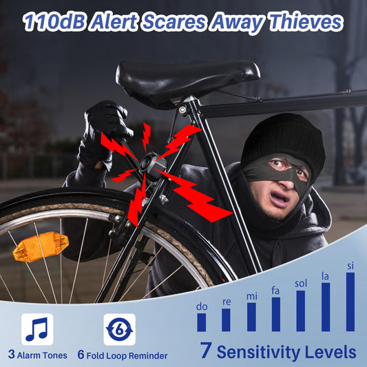 Cruxer Bicycle Alarm with USB Rechargeable, Anti-Theft Security Accessories, Theft Protection with Remote Control, Wireless Bike Lock Alarm for Scooter, MTB, Ebike, E Scooter