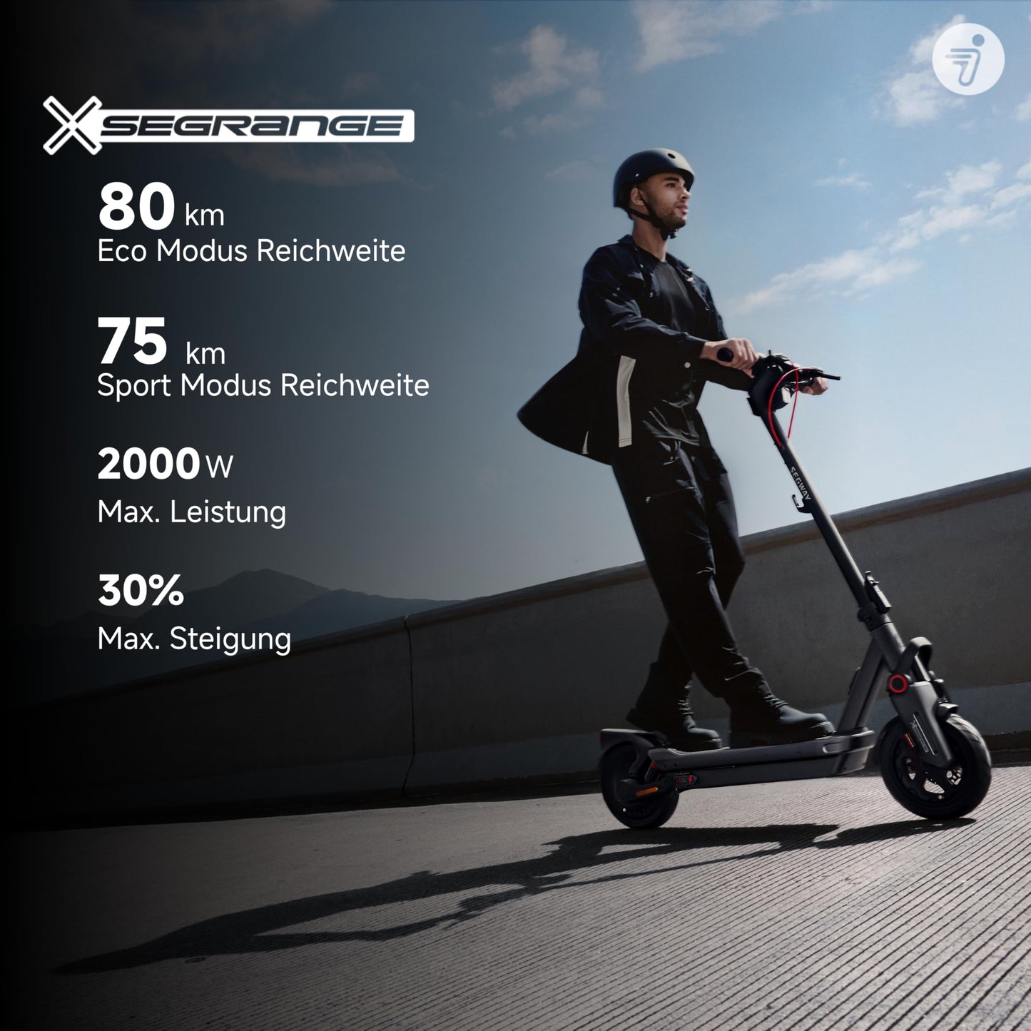 Segway-Ninebot MAX G3 D, E-scooter with street legal, 80km range in Eco mode, 75km at 20km/h, 3.5h charging time, 130kg max weight capacity, dual hydraulic suspension, smart display.
