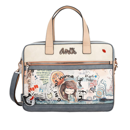 Anekke document bag collection Fun&Music made of faux leather with 2 handles and shoulder strap Dimensions 40 x 30 x 9 cm