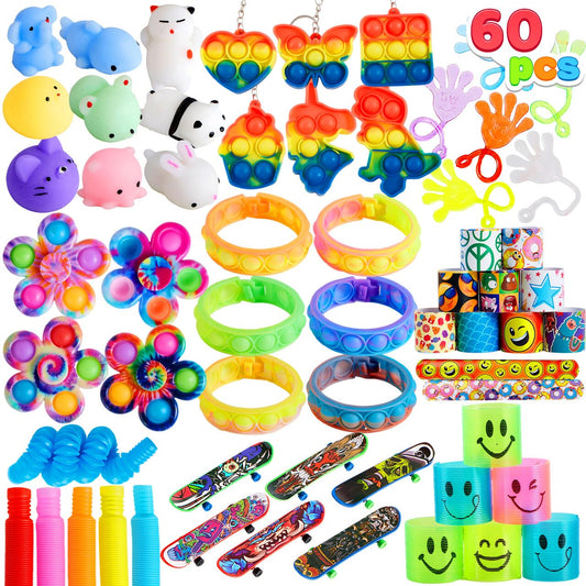 JOYIN 60 Pieces Kids Birthday Party Favor Set, Popular Fidget, Party Toys, Goodie Bags Fillers for Kids Birthday Party Favors, Giveaways, Classroom Prizes.