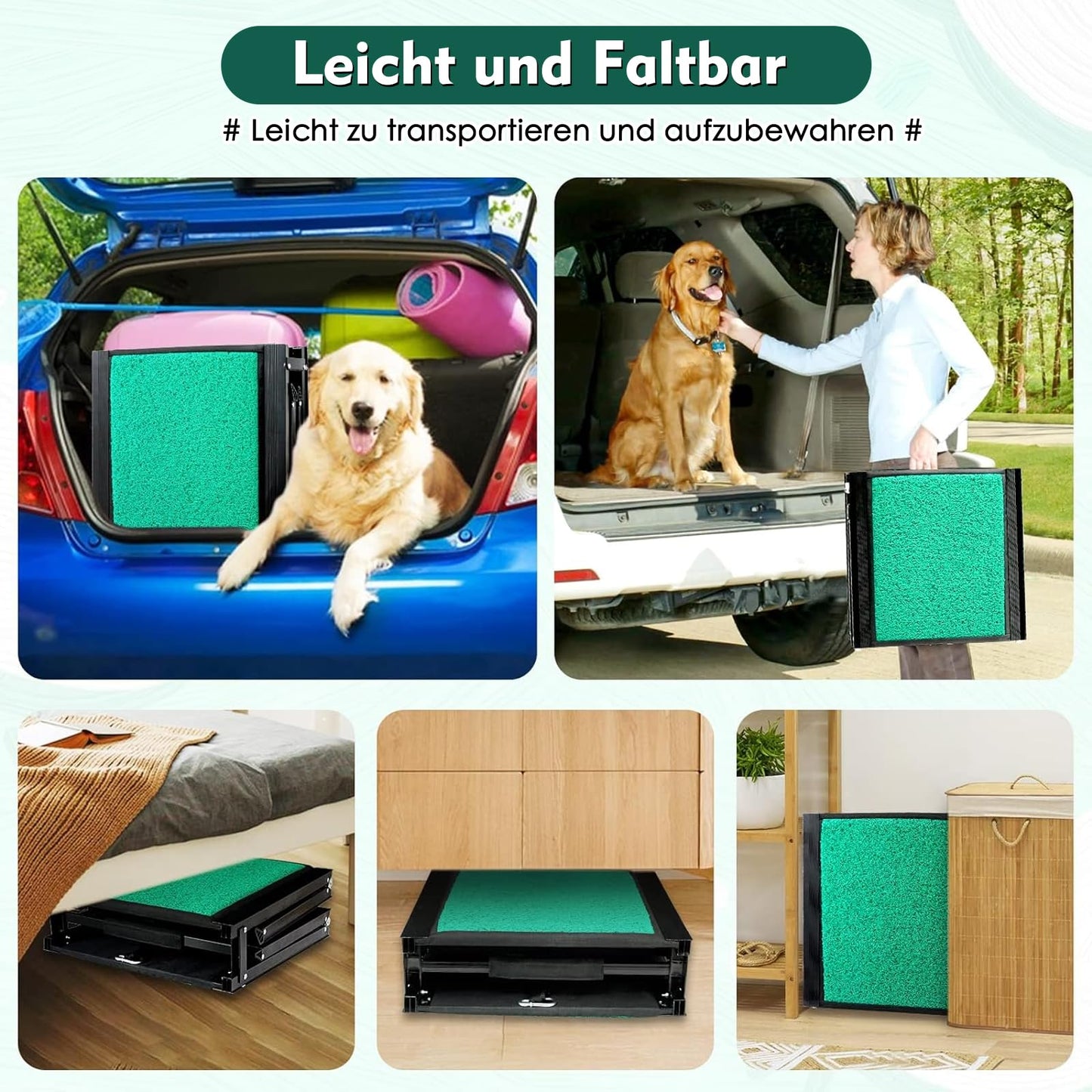 170cm dog ramp, foldable dog ramp for cars with non-slip carpet surface, dog stairs for SUVs, trucks & outdoor stairs, portable & durable dog ramp for large dogs up to 110kg.