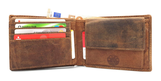 Jockey Club genuine leather biker wallet in genuine leather wallet with 50cm chain & RFID protection.