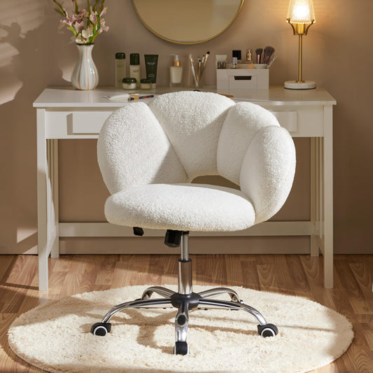 Yaheetech Cloud-shaped Office Chair Ergonomic Desk Chair with up to 136kg Capacity Adjustable Height Computer Chair for Bedroom Office Living Room White