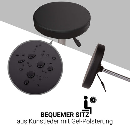 Staboos rolling stool up to 160 kg - gel cushion seat round - practice stool (premium castors) swivel stool height adjustable (55 cm to 75 cm) round stool