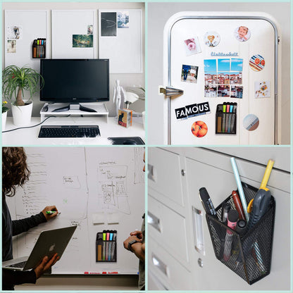 Magnetic storage basket Magnetic desk organizer Metal mesh storage basket Magnets storage box Office supplies mesh pen holder For locker accessories Whiteboard refrigerator 2 pieces