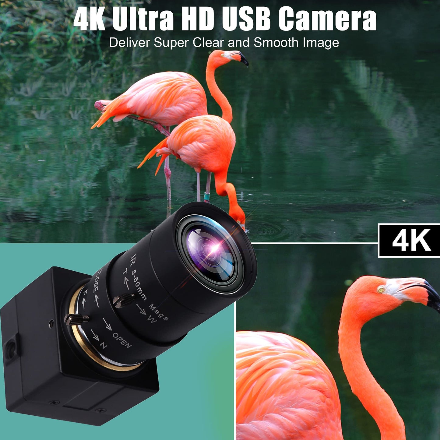 Svpro Webcam 4K UHD USB Camera, 10X Optical Zoom Camera with 5-50mm Varifocal Lens, 3840x2160 Ultra High Definition Cameras for Computer/Laptop/Desktop, USB Camcorder with Sony IMX415 Sensor.
