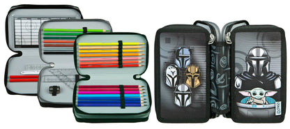 Scooli - Tripledecker Star Wars - Filled student case with high-quality pens & accessories - Ideal for school, leisure, and on the go - from 6 years