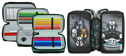 Scooli - Tripledecker Star Wars - Filled student case with high-quality pens & accessories - Ideal for school, leisure, and on the go - from 6 years