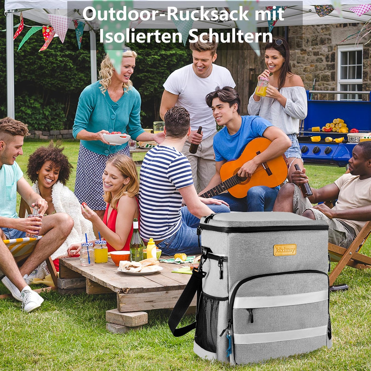 kiximay 30L Cooler Bag Large Foldable - Cooler Bag for Food & Drinks, Cooler Bag Picnic Bag, Insulated Thermal Bag, Car Cooler Bag for Beach/Picnic/Camping/BBQ