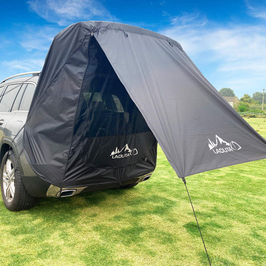 GJCrafts tailgate tent for car, with mosquito net, windproof, sunshade, waterproof car camping tent/fishing tent for various SUV models outdoor camping, fishing, beach