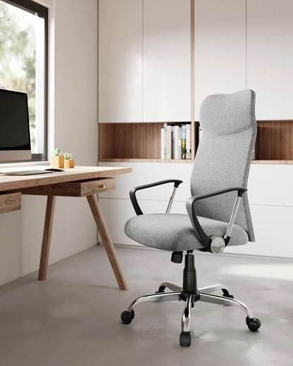 SONGMICS Office Chair, Ergonomic Desk Chair, Swivel Chair, Padded Seat, Height and Tilt Adjustable, Supports up to 120 kg, Gray OBN034G01