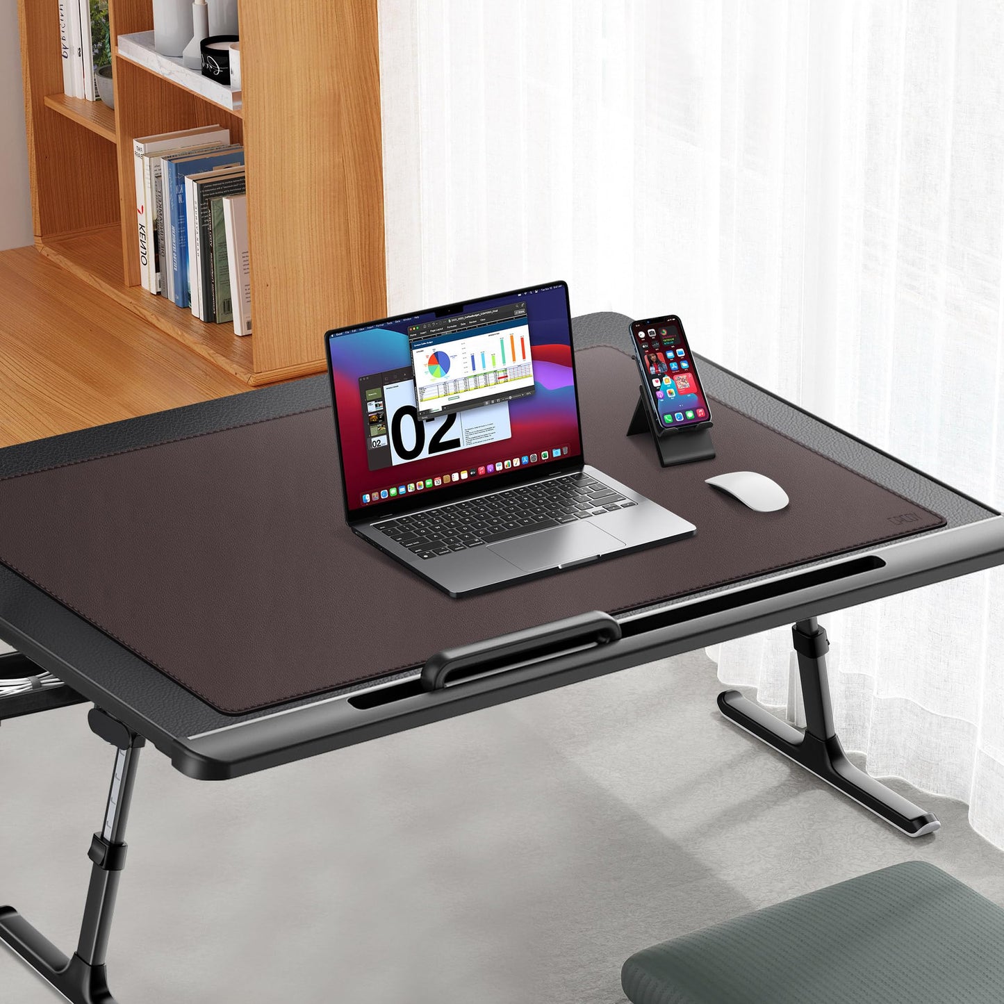 Cacoy 900x500 mm leather desk pad, Large XXL mouse pad for office and home, Waterproof computer desk pad, Multifunctional PU leather desk mat (Brown)