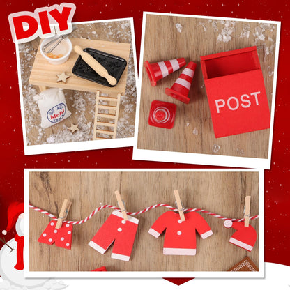PRAY 52 Piece Elf Door Set with letters, construction site, mailbox, boots, wreath, ladder Elf Accessories Christmas Elf letters Christmas Elf Advent Calendar Children's Decoration