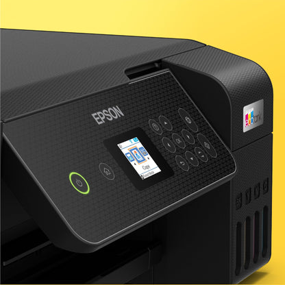 Epson EcoTank ET-2870 A4 multifunction Wi-Fi ink tank printer, with a supply of ink included that can last up to 3 years.