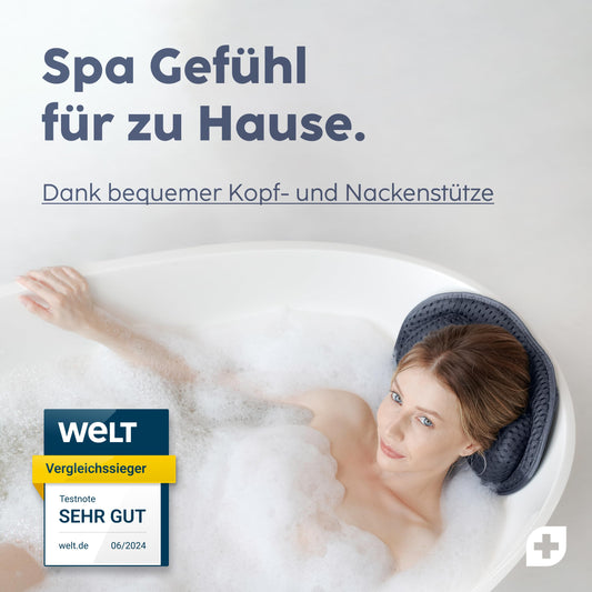 Bathtub pillow Vesta+ Midnight Blue L with suction cups, bathtub pillow winner as a neck and head pillow for the bathtub, bath pillow for bathtub, bathtub cushion & shower pillow bathtub.