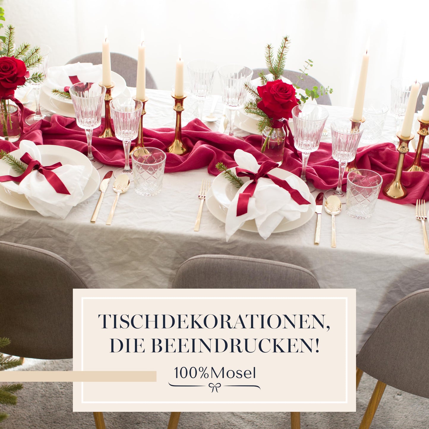 100% Mosel Muslin decorative fabric, in Bordeaux Red (48 cm x 5 m), 66 g/m², very thin table runner, Elegant table decoration for wedding & Christmas, Table ribbon as decoration for special occasions.