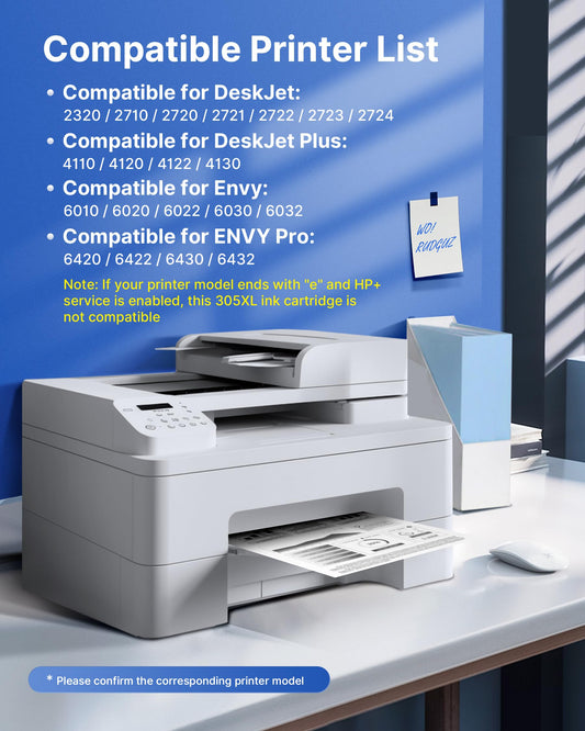 305 XL Printer Cartridges Compatible for HP Deskjet 2700 4220e 2720e 2710e 2710 2720 2722 4100 4110 4120 Envy 6020e 6032e 6032 (2-Pack)