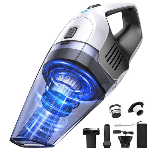 Handheld vacuum, powerful, portable, lightweight, cordless handheld vacuum with 25-30 minutes of long runtime, rechargeable battery, and fast charging for car, carpet, stairs, pet hair.