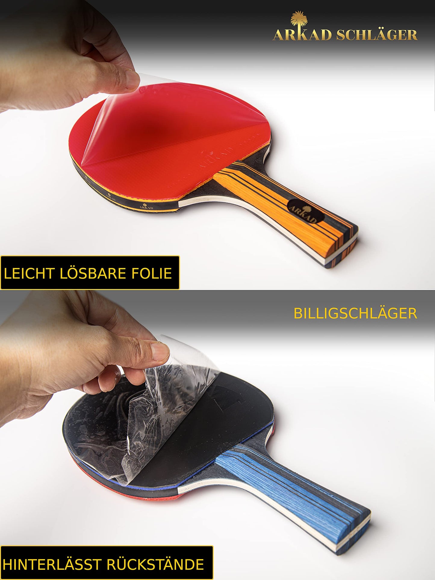 ARKAD Table Tennis Set [Premium] • Table tennis racket set including high-quality table tennis balls & table tennis racket case • Complete table tennis racket set with strong grip