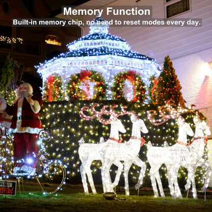 BrizLabs Christmas Decoration Lights Outdoor, 50M 500 LED Christmas Lights Indoor Powered by Plug-in 8 Modes Waterproof Outdoor String Lights for Party Christmas Bedroom Garden Balcony, Cool White