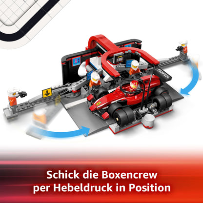 LEGO City F1 Pit Stop with pit crew and Ferrari speedster - Formula 1 Pit Stop set with 1 racer and 4 mechanic minifigures - Toy race car for boys and girls ages 6 and up - 60443