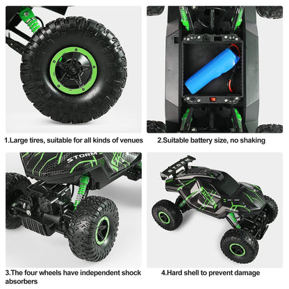 Herefun Remote Control Car, 2.4GHz Offroad RC Car, 4WD Remote Control Monster Truck with LED Light + Spray, Rechargeable High Speed RC Truck, Kids' Off-Road Car for ages 4 to 10 years old.