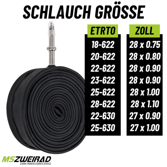 2-pack Schwalbe bicycle tube SV15 40mm 28 inch (18/28-622/630) including 3 MSZweirad tire levers