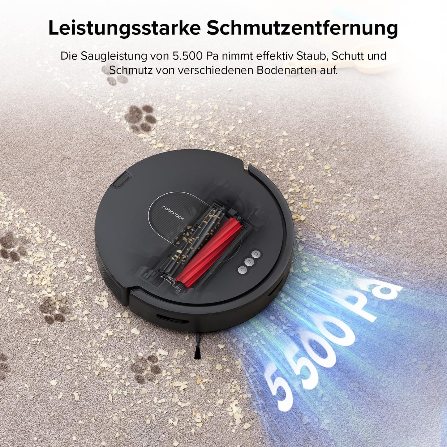 roborock Q5 Max+ robot vacuum with automatic dust disposal, 5,500 Pa suction power, DuoRoller brush, up to 7 weeks hands-free cleaning, PreciSense LiDAR navigation, app & voice control, black.