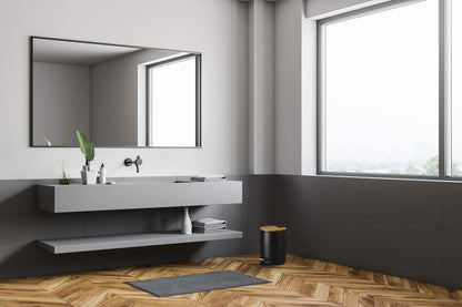 VMbathrooms 3L cosmetic bin in chic black design | Step trash can with soft close lid | Elegant bin for the bathroom with inner container and bamboo wood lid