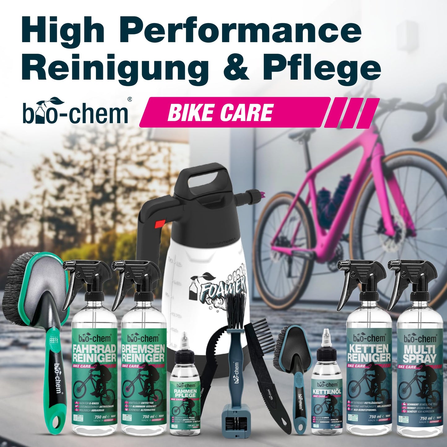 Bio-chem Chain Cleaner Bike Liquid - Drive Degreaser - 2x1000 ml including microfiber cloth - gentle cleaning of the bike chain, cassette, and brake pads.