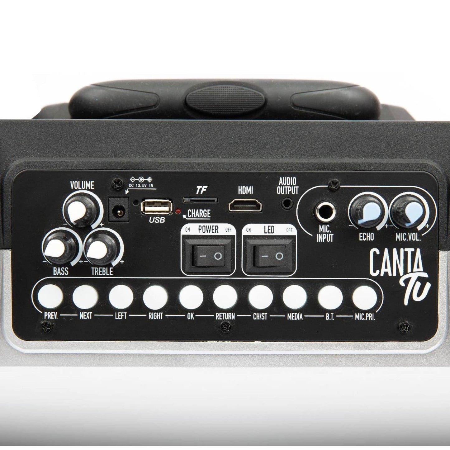 Sing Your Karaoke 2022, complete professional karaoke, portable audio-video system with Wi-Fi microphone, 14-inch touchscreen, Wi-Fi, 40W RMS speakers, 4 hours charging time, 2 radio frequencies.