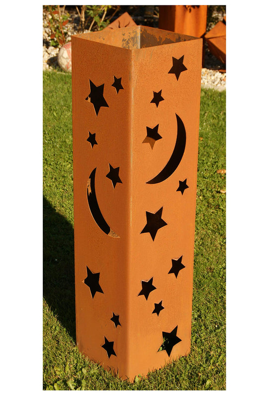 Fire column star magic patina rust metal garden decoration garden stele torch fire column