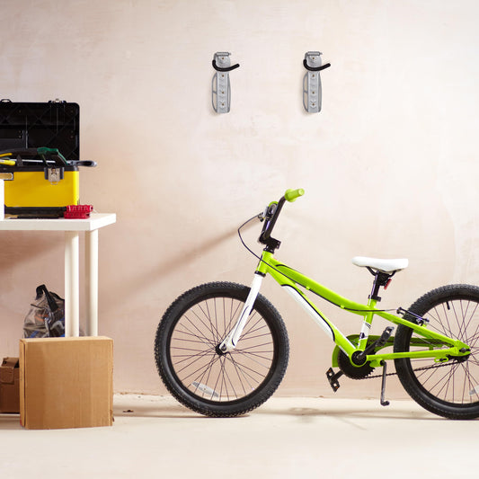Relaxdays 6 x Bike Wall Mount, Bike Suspension up to 25kg, vertical, Wall Bike Holder Garage, Steel, Bike Hooks, Silver