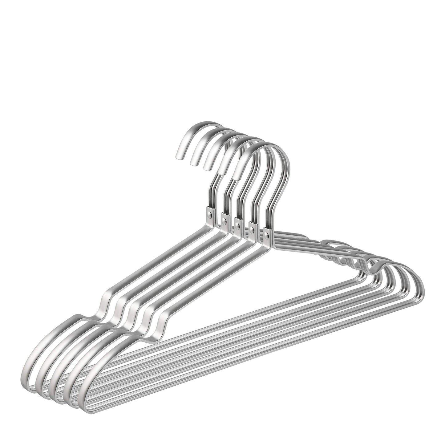 Amber Home 20 Pack 42cm Lightweight Aluminum Iron Hangers, Matte Silver Metal Hangers with Non-Slip Groove for Suit T-Shirt Shirt Jacket Dress Pants, Sturdy and Lightweight.