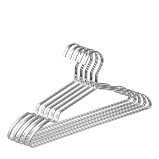 Amber Home 20 Pack 42cm Lightweight Aluminum Iron Hangers, Matte Silver Metal Hangers with Non-Slip Groove for Suit T-Shirt Shirt Jacket Dress Pants, Sturdy and Lightweight.