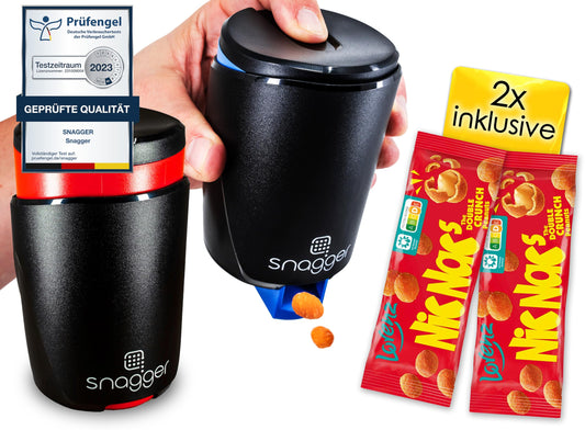 Snagger DOUBLE PACK - The snack dispenser/clean hands while snacking/suitable for peanuts, NicNacs, and more/Gamer gift, gifts for men and women, Nicnac dispenser/(Double pack-Classic)