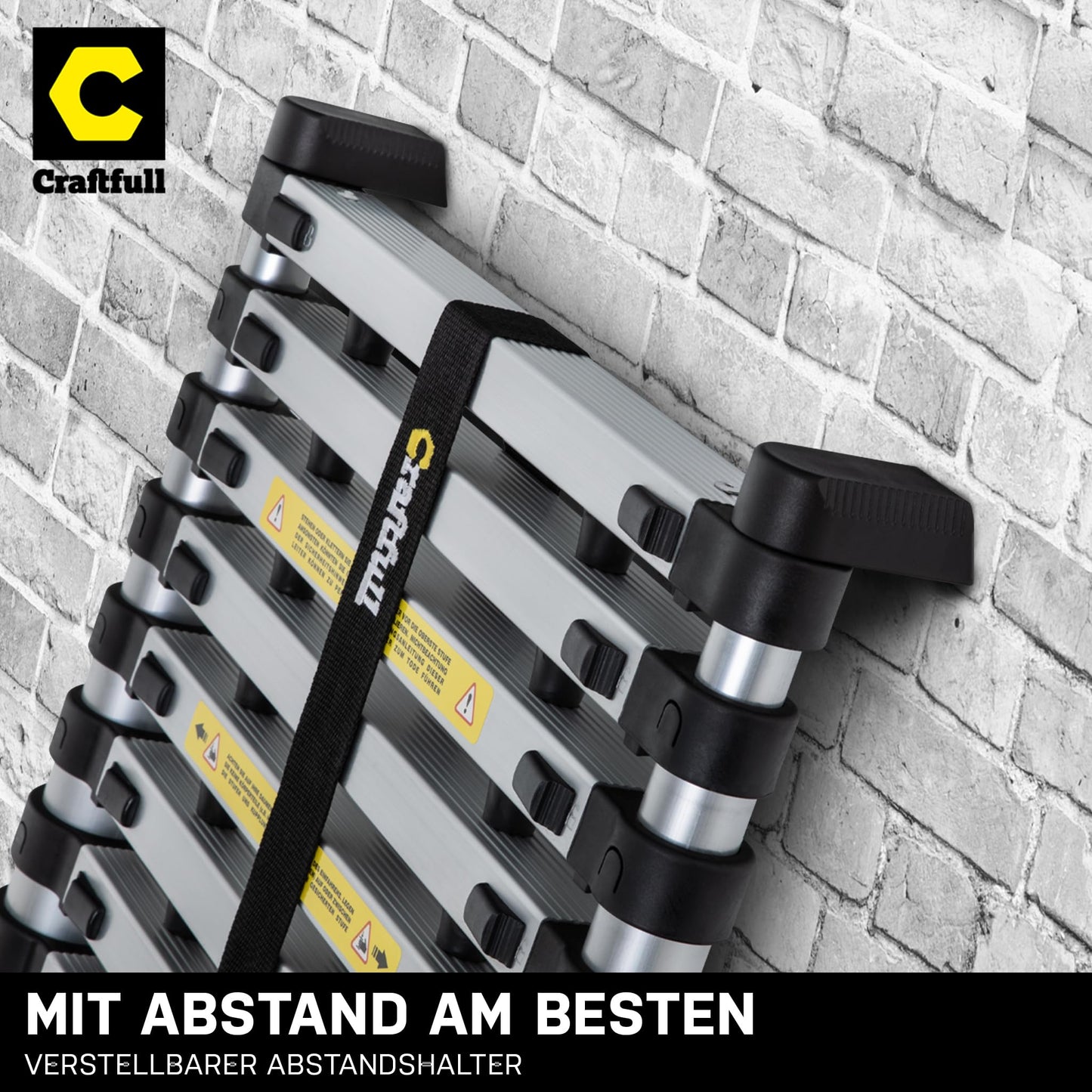 Craftfull Aluminum Telescoping Ladder CF-101A | 3-steps Height Adjustment - Step Ladder - Extendable Ladder - Step Stool - Extension Ladder - Aluminum Straight Ladder with Carrying Bag (10.5 feet)