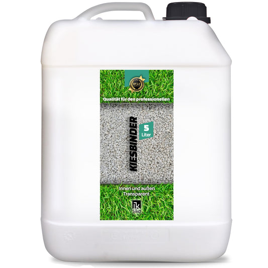 5L of binder for gravel. Perfect for sticking gravel together or as gravel adhesive for paths and gardens. Gravel binder colorless. Wet look.