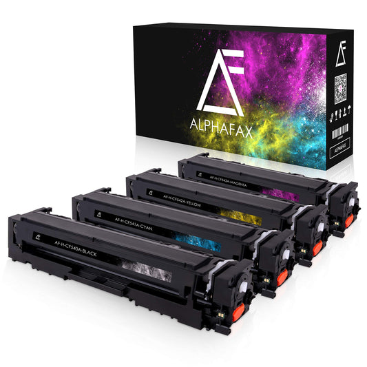 Alphafax 4X Toner replaces HP 203A CF540A CF541A CF542A CF543A Multipack Black Cyan Magenta Yellow.