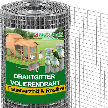 Amagabeli Wire Mesh 1m X 25m, Galvanized & Rustproof (12x12mm) - For Raised Bed, Aviary, Rabbit Fence, Mole Protection | Easy to Cut & Weatherproof
